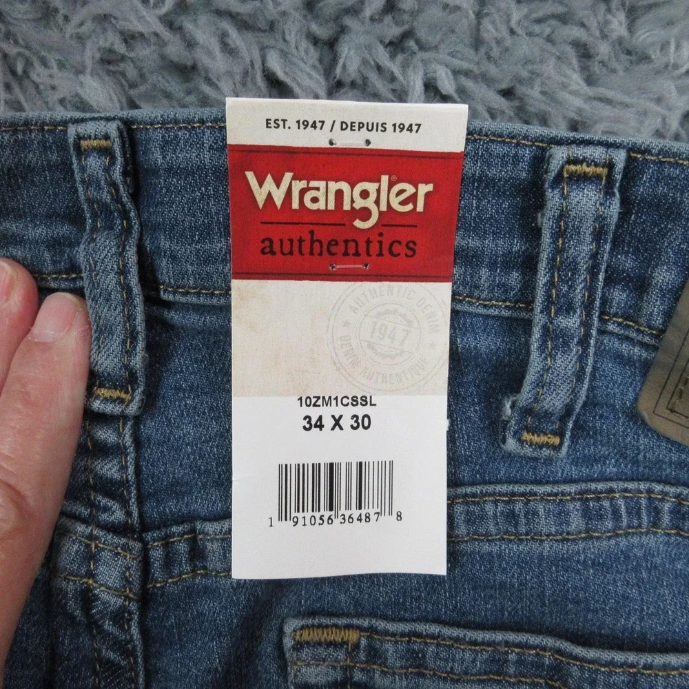Wrangler Authentics Jeans Mens 34x30 Blue Denim Straight Leg Stretch 34x30* NWT